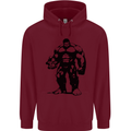 Muscle Man Gym Training Top Bodybuilding Mens 80% Cotton Hoodie Maroon