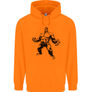 Muscle Man Gym Training Top Bodybuilding Mens 80% Cotton Hoodie Orange