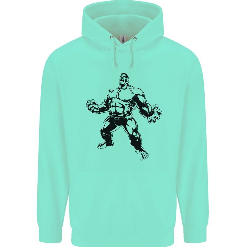 Muscle Man Gym Training Top Bodybuilding Mens 80% Cotton Hoodie Peppermint
