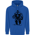 Muscle Man Gym Training Top Bodybuilding Mens 80% Cotton Hoodie Royal Blue