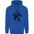 Muscle Man Gym Training Top Bodybuilding Mens 80% Cotton Hoodie Royal Blue