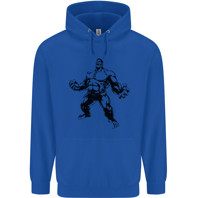 Muscle Man Gym Training Top Bodybuilding Mens 80% Cotton Hoodie Royal Blue