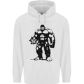 Muscle Man Gym Training Top Bodybuilding Mens 80% Cotton Hoodie White