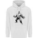 Muscle Man Gym Training Top Bodybuilding Mens 80% Cotton Hoodie White
