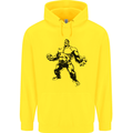 Muscle Man Gym Training Top Bodybuilding Mens 80% Cotton Hoodie Yellow