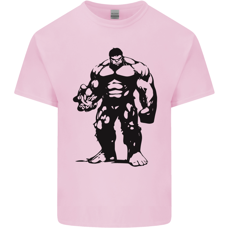 Muscle Man Gym Training Top Bodybuilding Mens Cotton T-Shirt Tee Top Light Pink