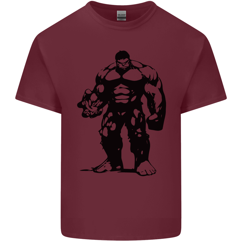 Muscle Man Gym Training Top Bodybuilding Mens Cotton T-Shirt Tee Top Maroon