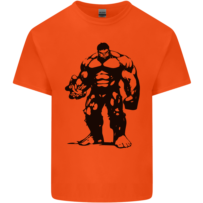 Muscle Man Gym Training Top Bodybuilding Mens Cotton T-Shirt Tee Top Orange