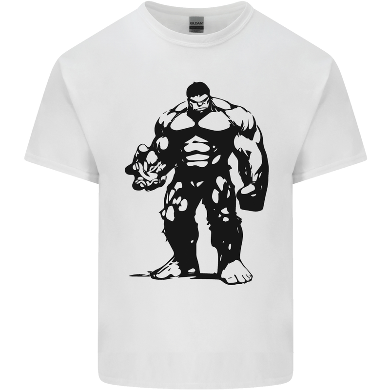 Muscle Man Gym Training Top Bodybuilding Mens Cotton T-Shirt Tee Top White