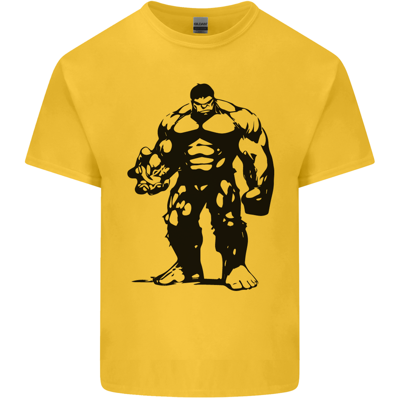 Muscle Man Gym Training Top Bodybuilding Mens Cotton T-Shirt Tee Top Yellow