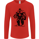 Muscle Man Gym Training Top Bodybuilding Mens Long Sleeve T-Shirt Red