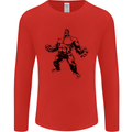 Muscle Man Gym Training Top Bodybuilding Mens Long Sleeve T-Shirt Red