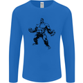 Muscle Man Gym Training Top Bodybuilding Mens Long Sleeve T-Shirt Royal Blue