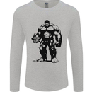 Muscle Man Gym Training Top Bodybuilding Mens Long Sleeve T-Shirt Sports Grey
