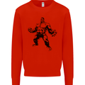 Muscle Man Gym Training Top Bodybuilding Mens Sweatshirt Jumper Bright Red