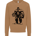 Muscle Man Gym Training Top Bodybuilding Mens Sweatshirt Jumper Caramel Latte