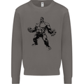 Muscle Man Gym Training Top Bodybuilding Mens Sweatshirt Jumper Charcoal