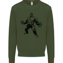 Muscle Man Gym Training Top Bodybuilding Mens Sweatshirt Jumper Forest Green