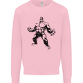 Muscle Man Gym Training Top Bodybuilding Mens Sweatshirt Jumper Light Pink