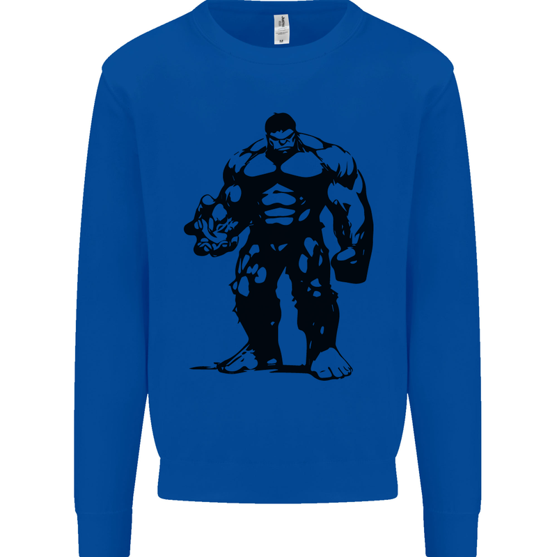 Muscle Man Gym Training Top Bodybuilding Mens Sweatshirt Jumper Royal Blue