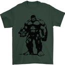 Muscle Man Gym Training Top Bodybuilding Mens T-Shirt Cotton Gildan Forest Green