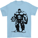 Muscle Man Gym Training Top Bodybuilding Mens T-Shirt Cotton Gildan Light Blue