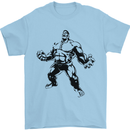 Muscle Man Gym Training Top Bodybuilding Mens T-Shirt Cotton Gildan Light Blue