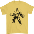 Muscle Man Gym Training Top Bodybuilding Mens T-Shirt Cotton Gildan Yellow