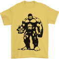 Muscle Man Gym Training Top Bodybuilding Mens T-Shirt Cotton Gildan Yellow