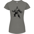 Muscle Man Gym Training Top Bodybuilding Womens Petite Cut T-Shirt Charcoal