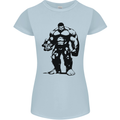 Muscle Man Gym Training Top Bodybuilding Womens Petite Cut T-Shirt Light Blue