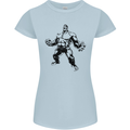 Muscle Man Gym Training Top Bodybuilding Womens Petite Cut T-Shirt Light Blue