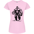 Muscle Man Gym Training Top Bodybuilding Womens Petite Cut T-Shirt Light Pink