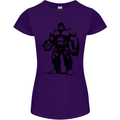 Muscle Man Gym Training Top Bodybuilding Womens Petite Cut T-Shirt Purple