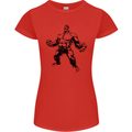 Muscle Man Gym Training Top Bodybuilding Womens Petite Cut T-Shirt Red