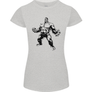 Muscle Man Gym Training Top Bodybuilding Womens Petite Cut T-Shirt Sports Grey