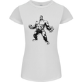 Muscle Man Gym Training Top Bodybuilding Womens Petite Cut T-Shirt White