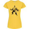 Muscle Man Gym Training Top Bodybuilding Womens Petite Cut T-Shirt Yellow