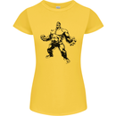 Muscle Man Gym Training Top Bodybuilding Womens Petite Cut T-Shirt Yellow