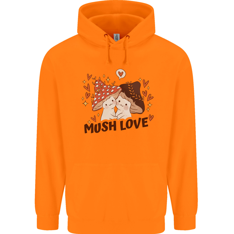 Mush Love Funny Mushroom Mycology Childrens Kids Hoodie Orange