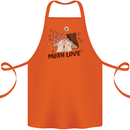 Mush Love Funny Mushroom Mycology Cotton Apron 100% Organic Orange