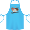 Mush Love Funny Mushroom Mycology Cotton Apron 100% Organic Turquoise