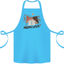 Mush Love Funny Mushroom Mycology Cotton Apron 100% Organic Turquoise