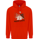 Mush Love Funny Mushroom Mycology Mens 80% Cotton Hoodie Bright Red
