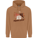 Mush Love Funny Mushroom Mycology Mens 80% Cotton Hoodie Caramel Latte