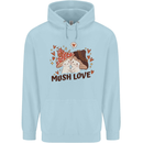 Mush Love Funny Mushroom Mycology Mens 80% Cotton Hoodie Light Blue
