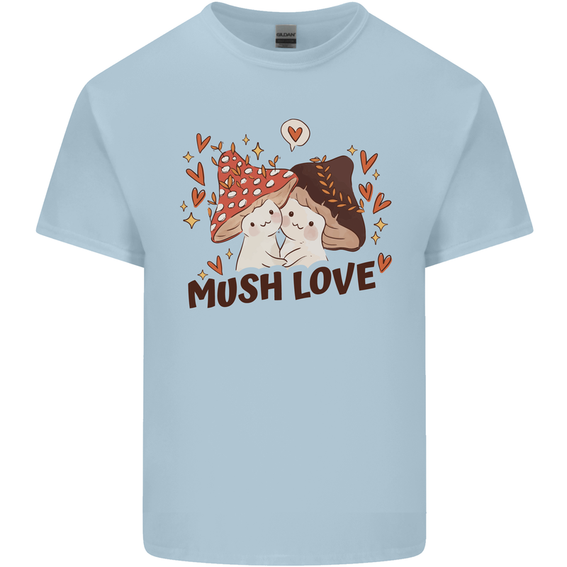 Mush Love Funny Mushroom Mycology Mens Cotton T-Shirt Tee Top Light Blue