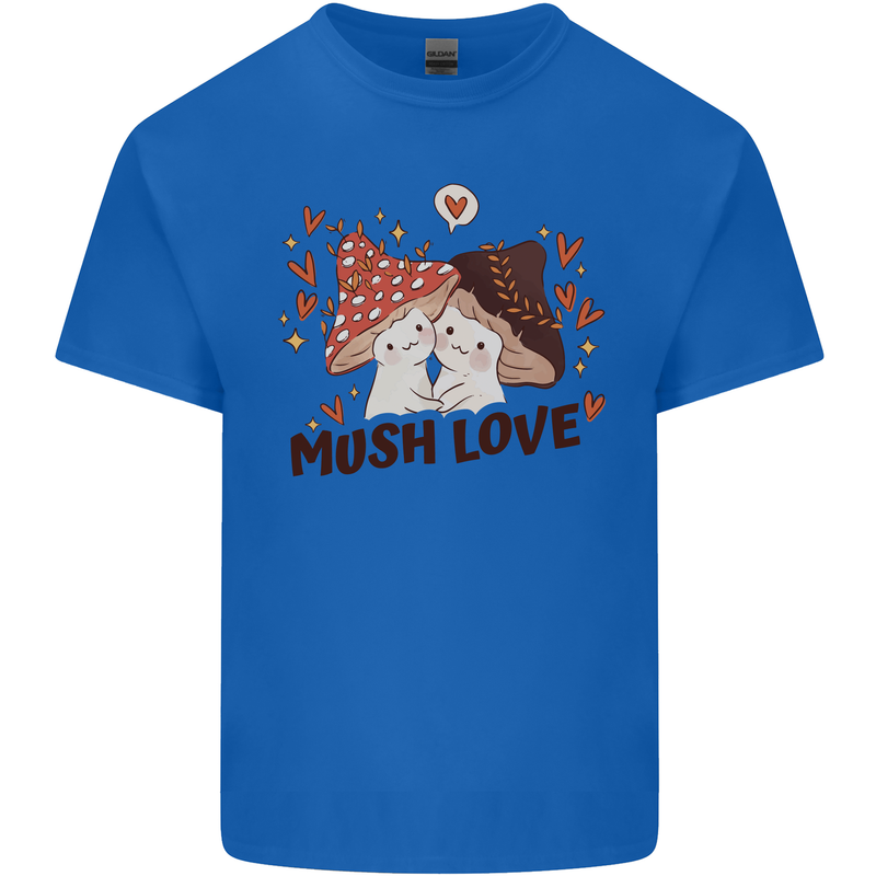 Mush Love Funny Mushroom Mycology Mens Cotton T-Shirt Tee Top Royal Blue