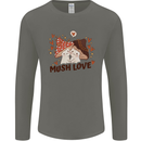 Mush Love Funny Mushroom Mycology Mens Long Sleeve T-Shirt Charcoal
