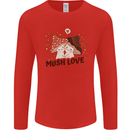 Mush Love Funny Mushroom Mycology Mens Long Sleeve T-Shirt Red